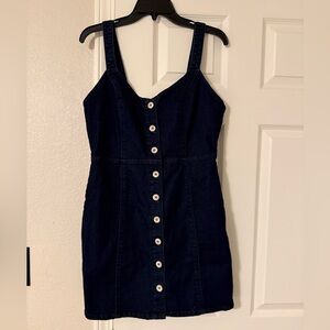 Altar'd State Navy Button-Front Mini Dress